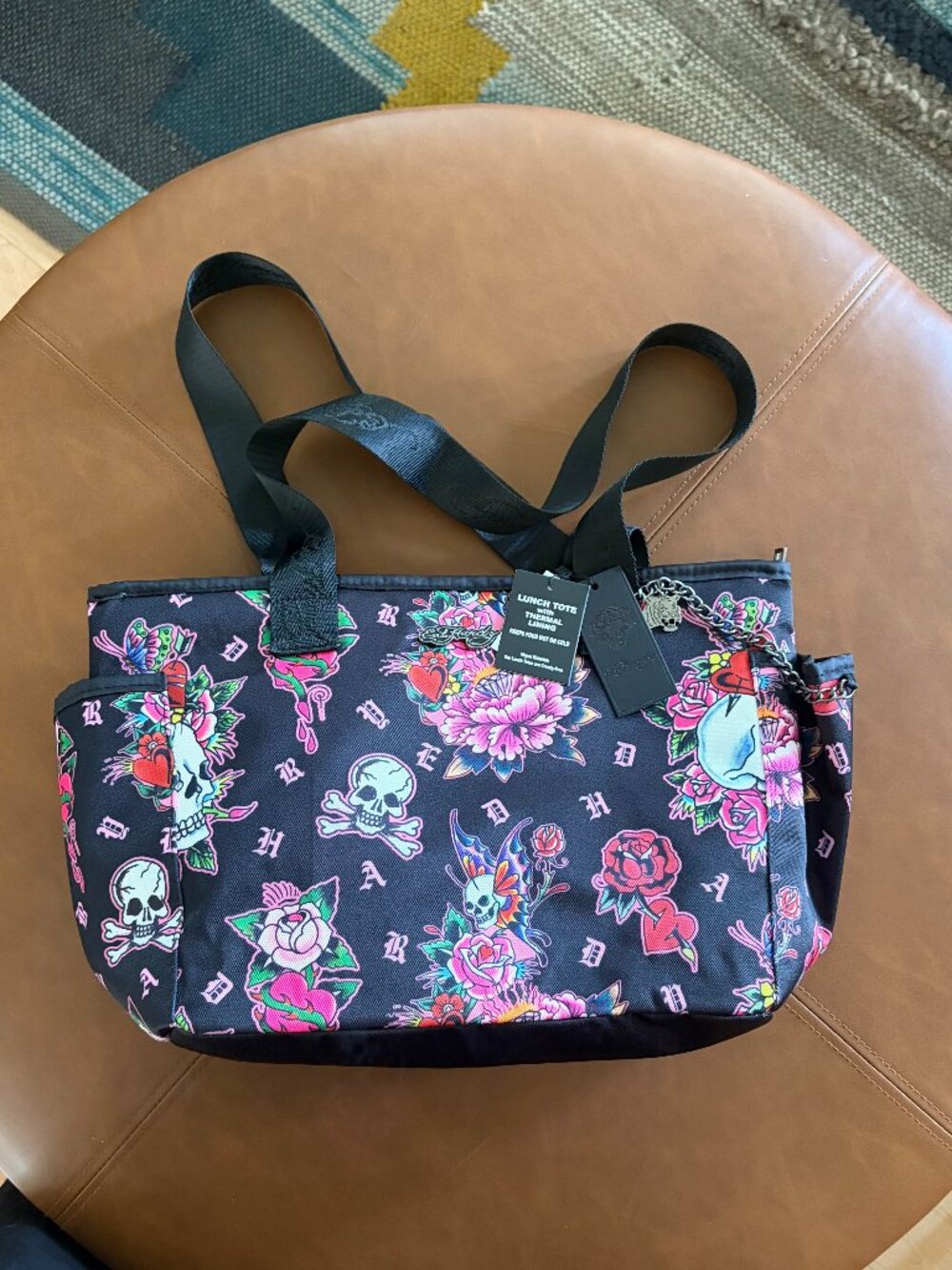 Ed Hardy Thermal Insulated Lunch Tote Bag Betty Print tattoo graphic NWT school